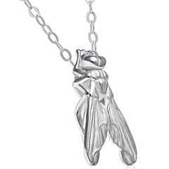 Contemporary 18K White Gold Fly Pendant Necklace, ECH Jewelry Design