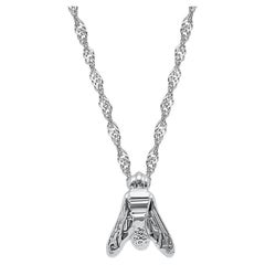 Contemporary 18K White Gold Fly Pendant Necklace by ECH Jewelry, 40cm