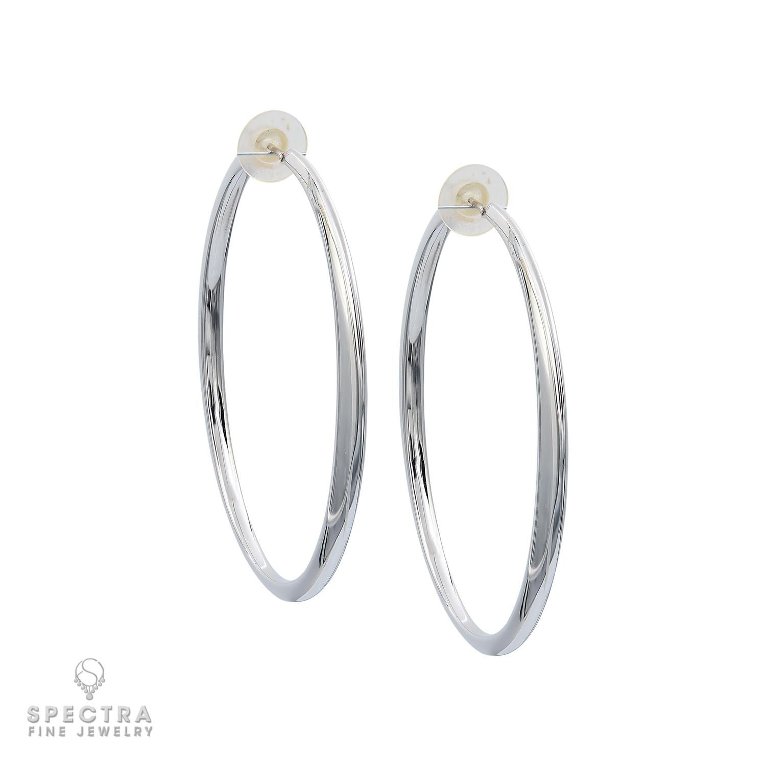 Women's Contemporary 18k White Gold Hoop Earrings For Sale