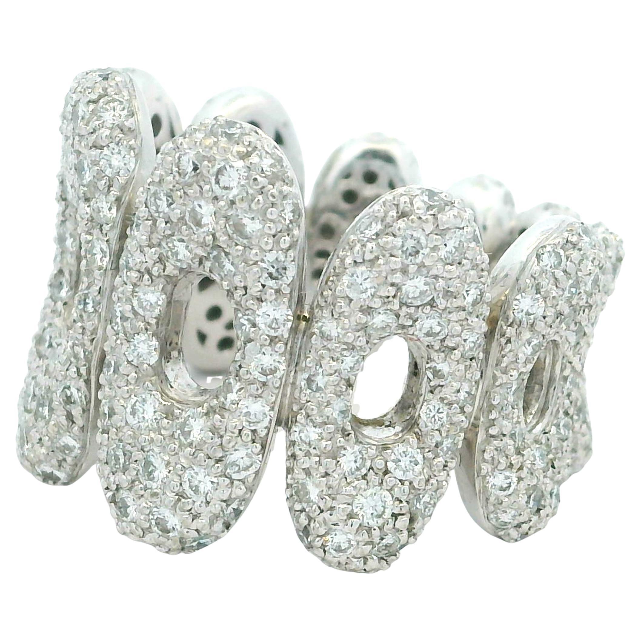 Anello a fascia con diamante Pavé in oro bianco 18 carati, 3 carati