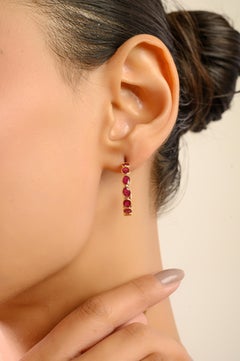 Boucles d'oreilles contemporaines en or jaune 18K 5.25Ct Rubis Naturel Ovale Cadeau Bijoux