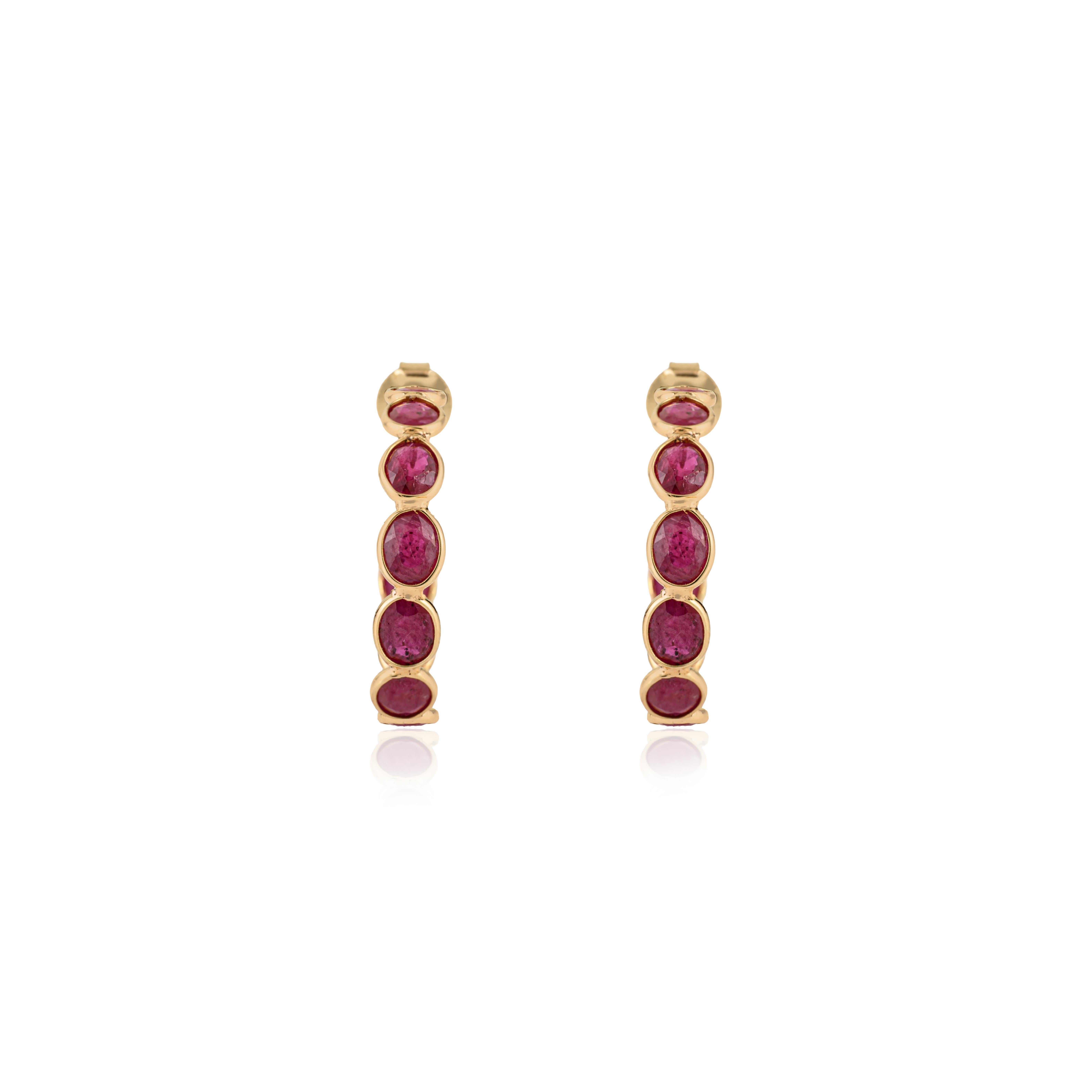 Boucles d'oreilles contemporaines en or jaune 18K 5.25Ct Rubis Naturel Ovale Cadeau Bijoux Neuf - En vente à New York, NY