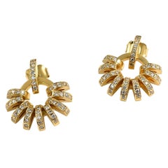 Contemporary 18K Yellow Gold and White Diamond Sculptural Ear Jackets and Studs