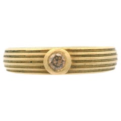 Contemporary 18k Yellow Gold Bezel Set Orange Dia Ring
