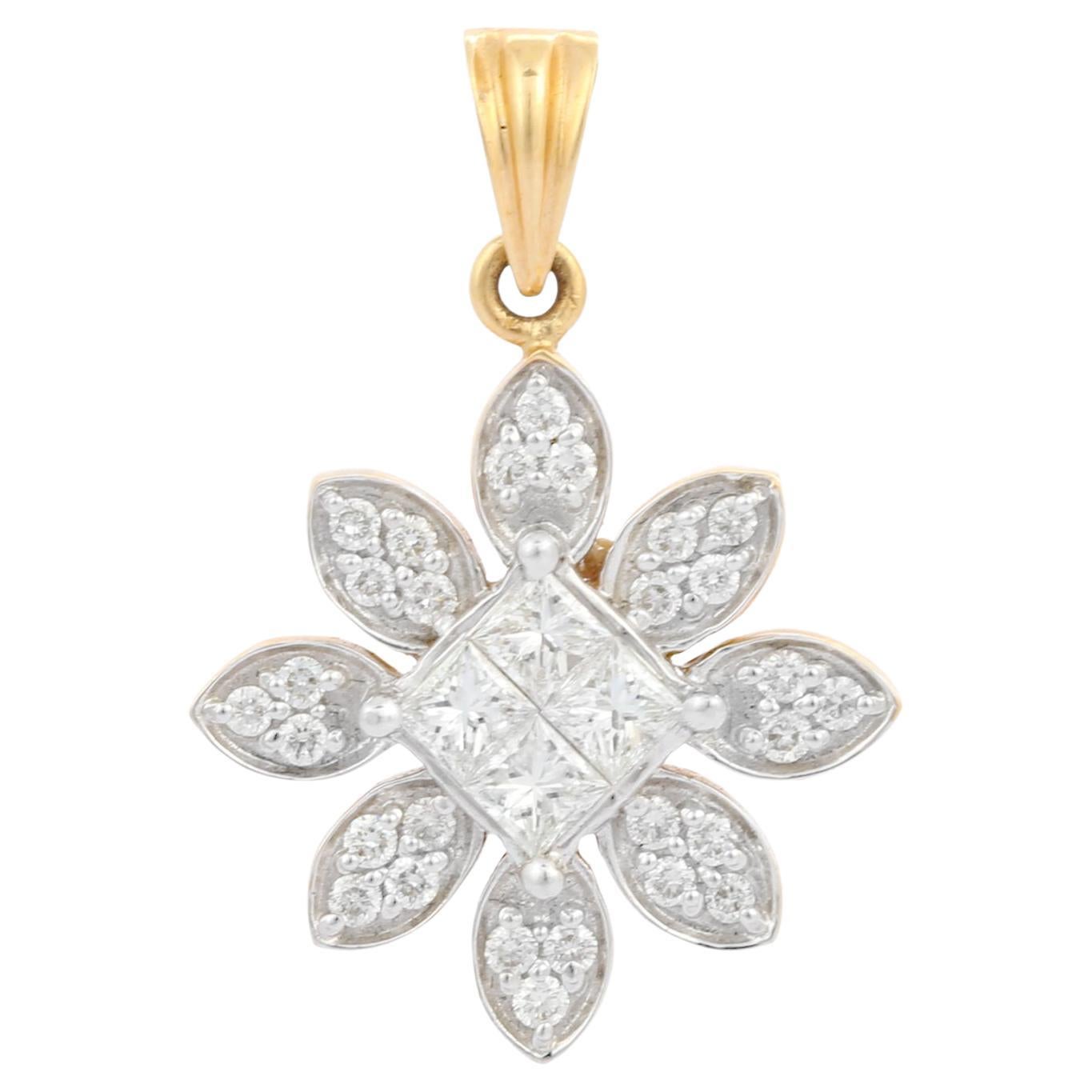 Contemporary Diamond Heart Pendant Charm in 18k Rose Gold For Sale at