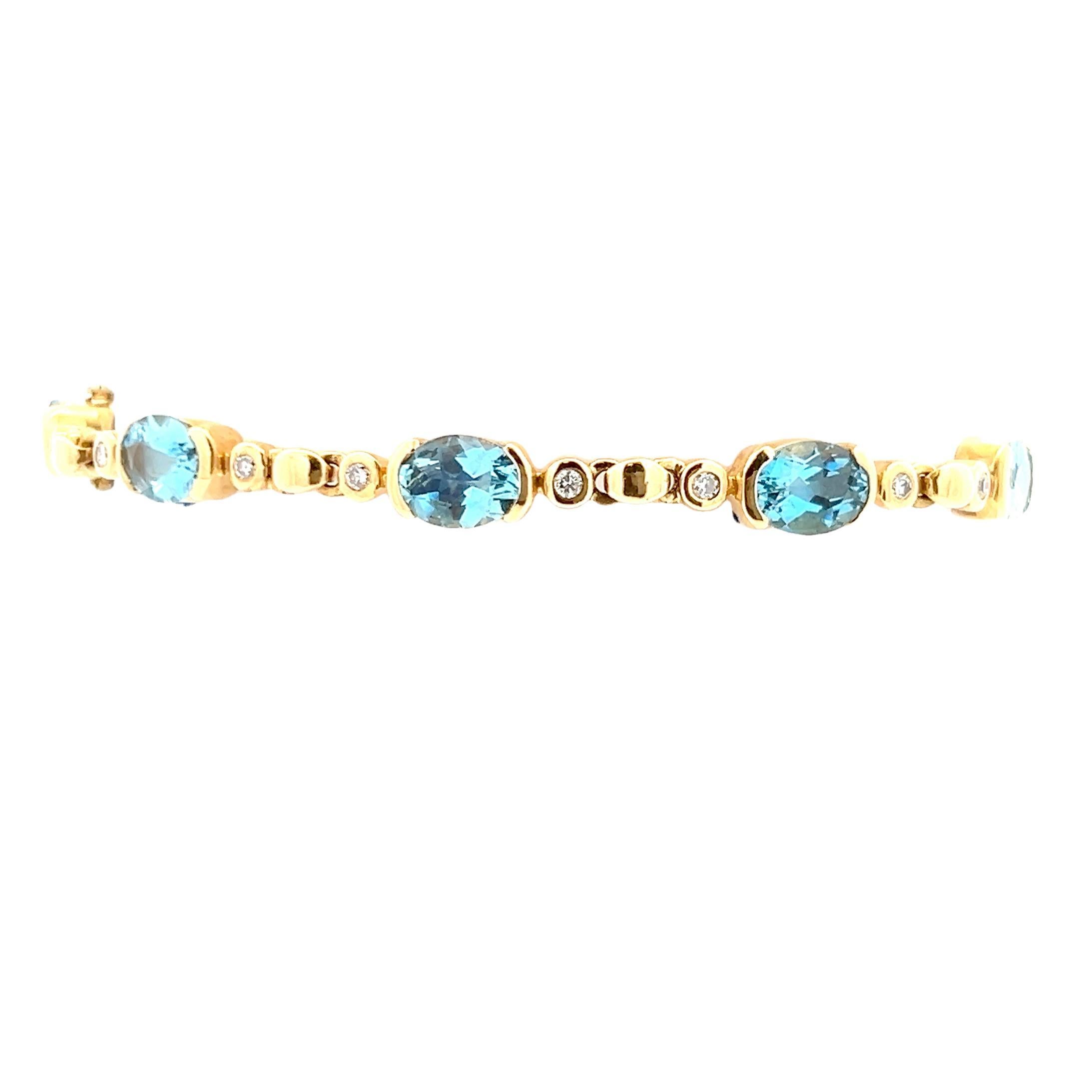 Women's Contemporary 18k Yellow Gold H. Stern Aquamarine & Diamond Bracelet