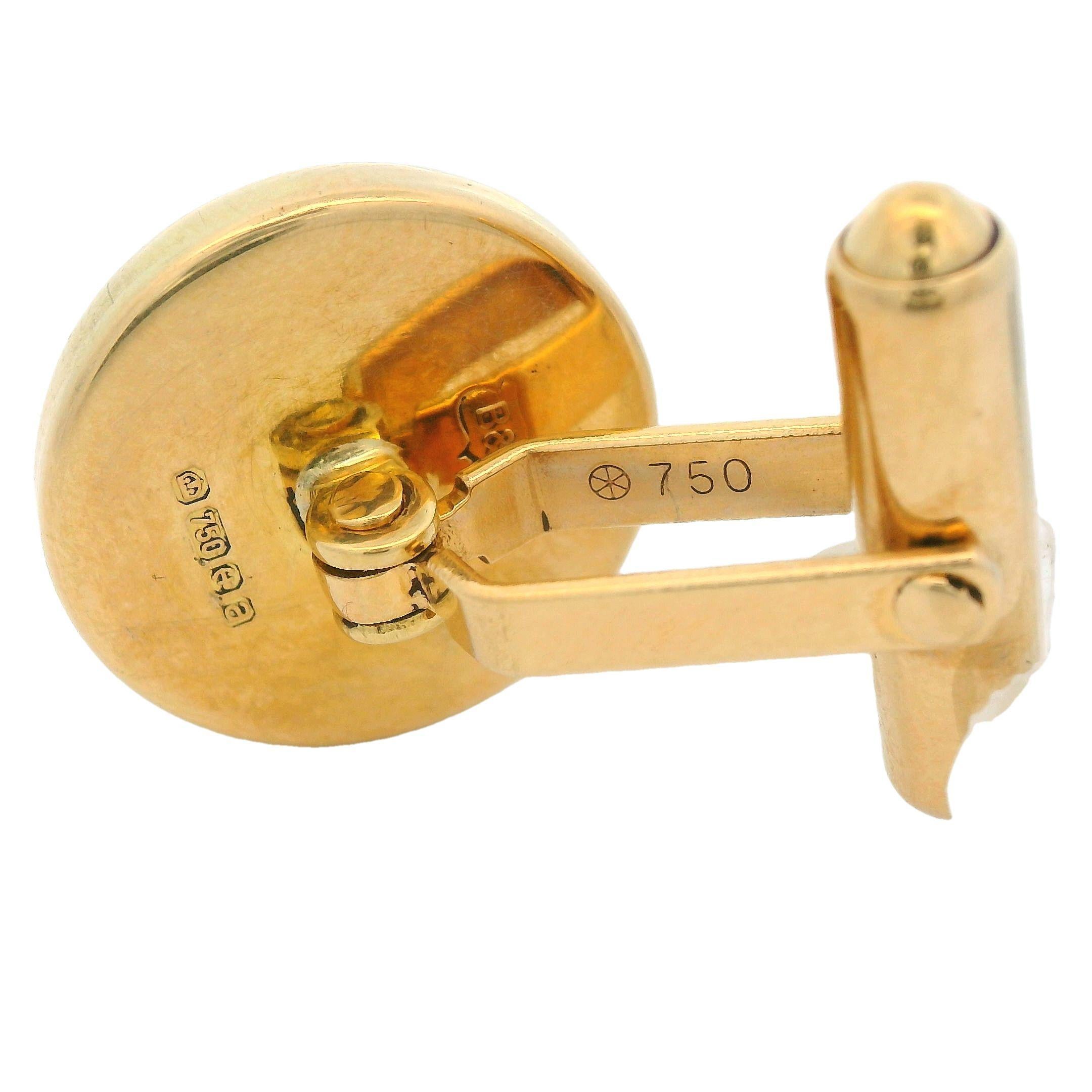 Contemporary 18k Yellow Gold Hot Air Balloon Cufflinks British Hallmarks For Sale 2