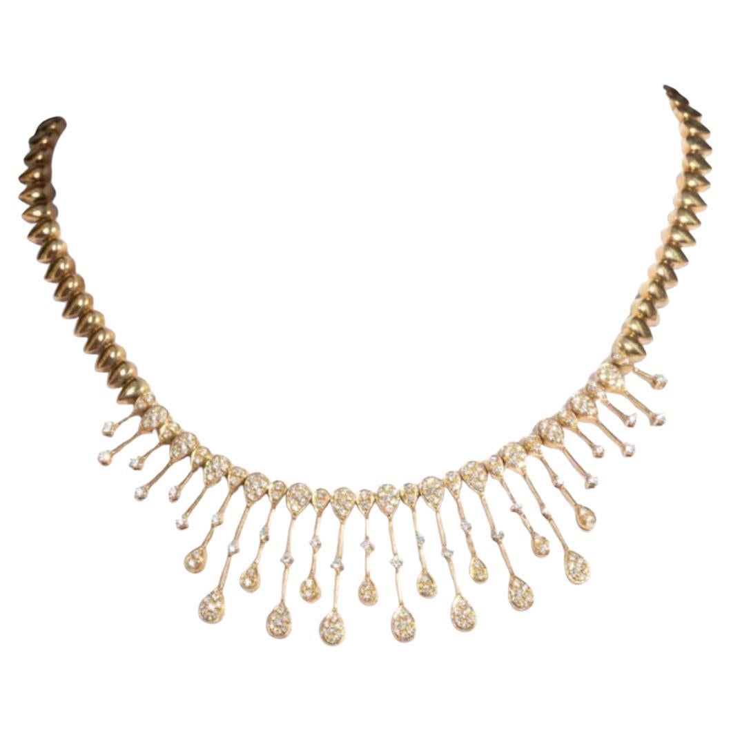Contemporary 18K Gelbgold Halskette mit 209 Diamanten