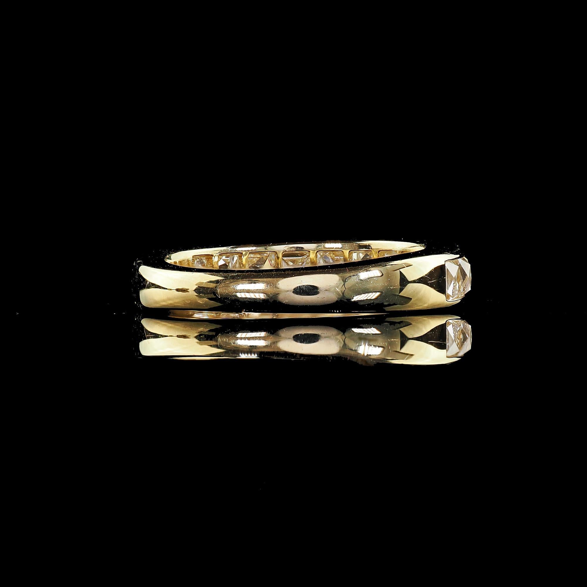 Demi-bandeau contemporain en or jaune 18K avec diamant de taille française récupéré - Taille 4 en vente 2