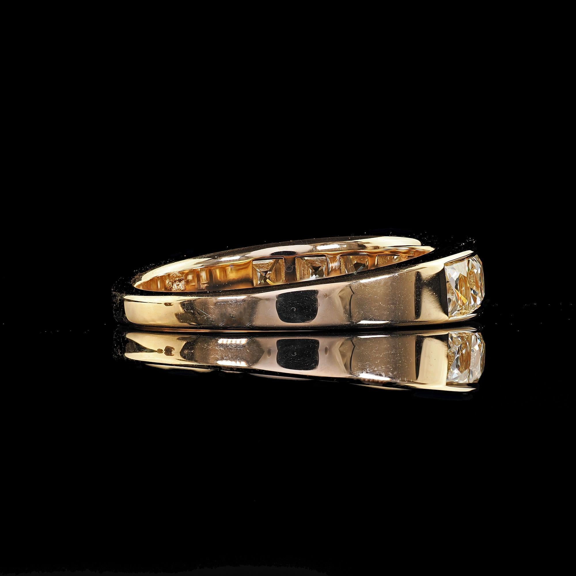 Alliance contemporaine en or jaune 18K avec diamant de taille française récupéré en vente 1