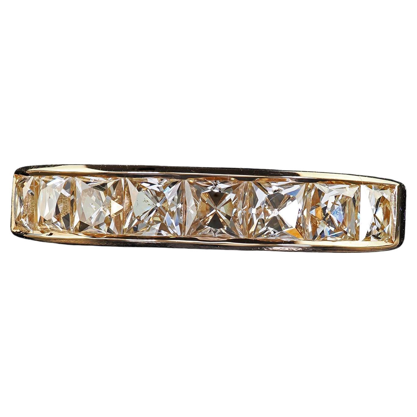 Alliance contemporaine en or jaune 18K avec diamant de taille française récupéré en vente