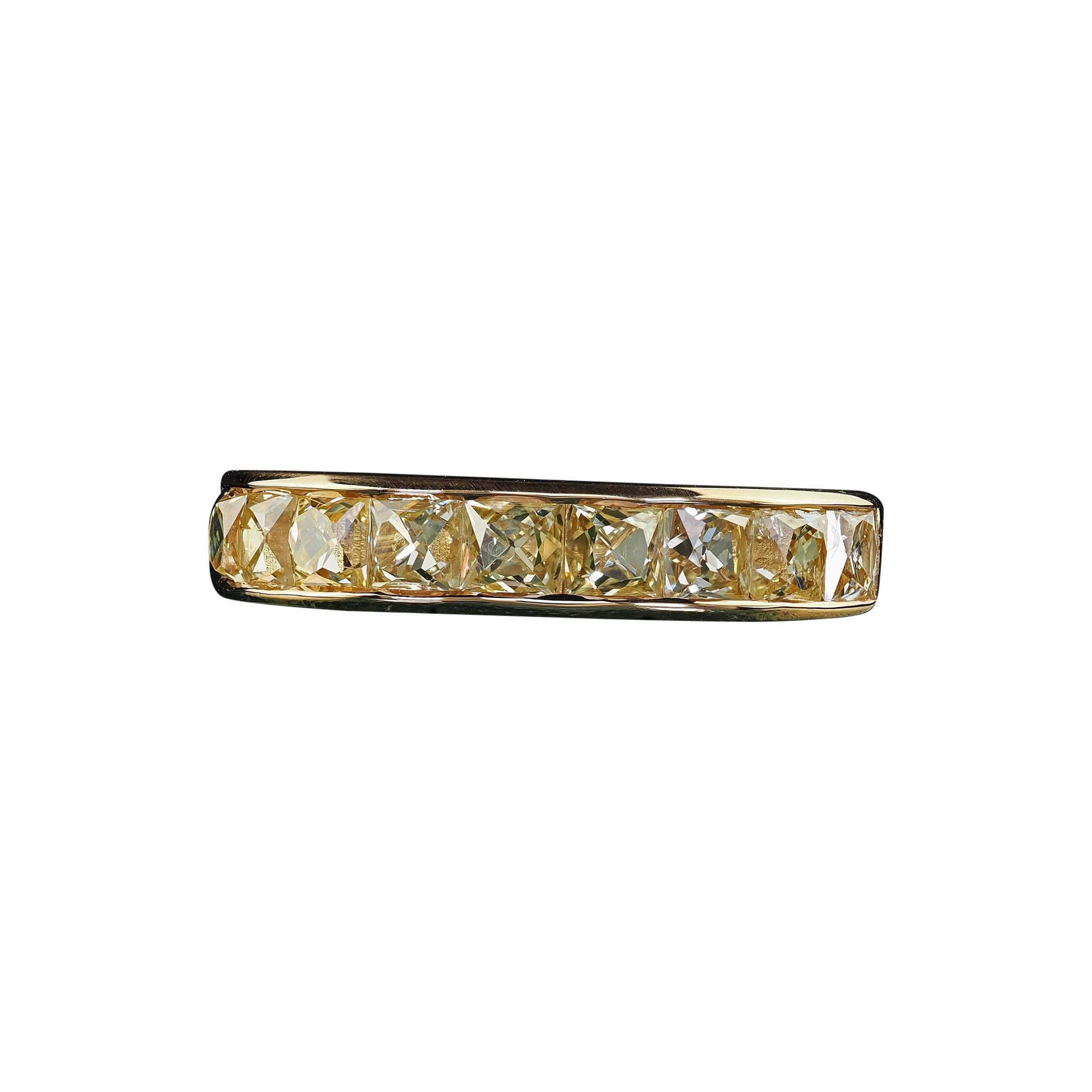 Alliance contemporaine en or jaune 18K avec diamant de taille française récupéré