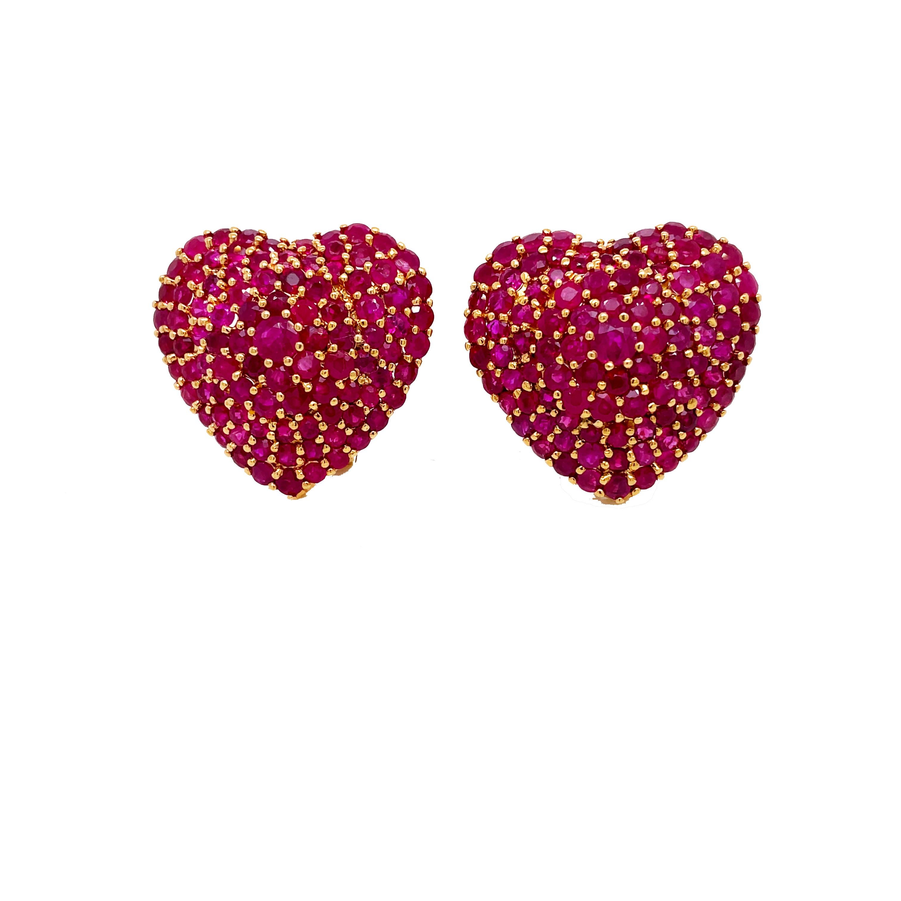 gold heart clip on earrings