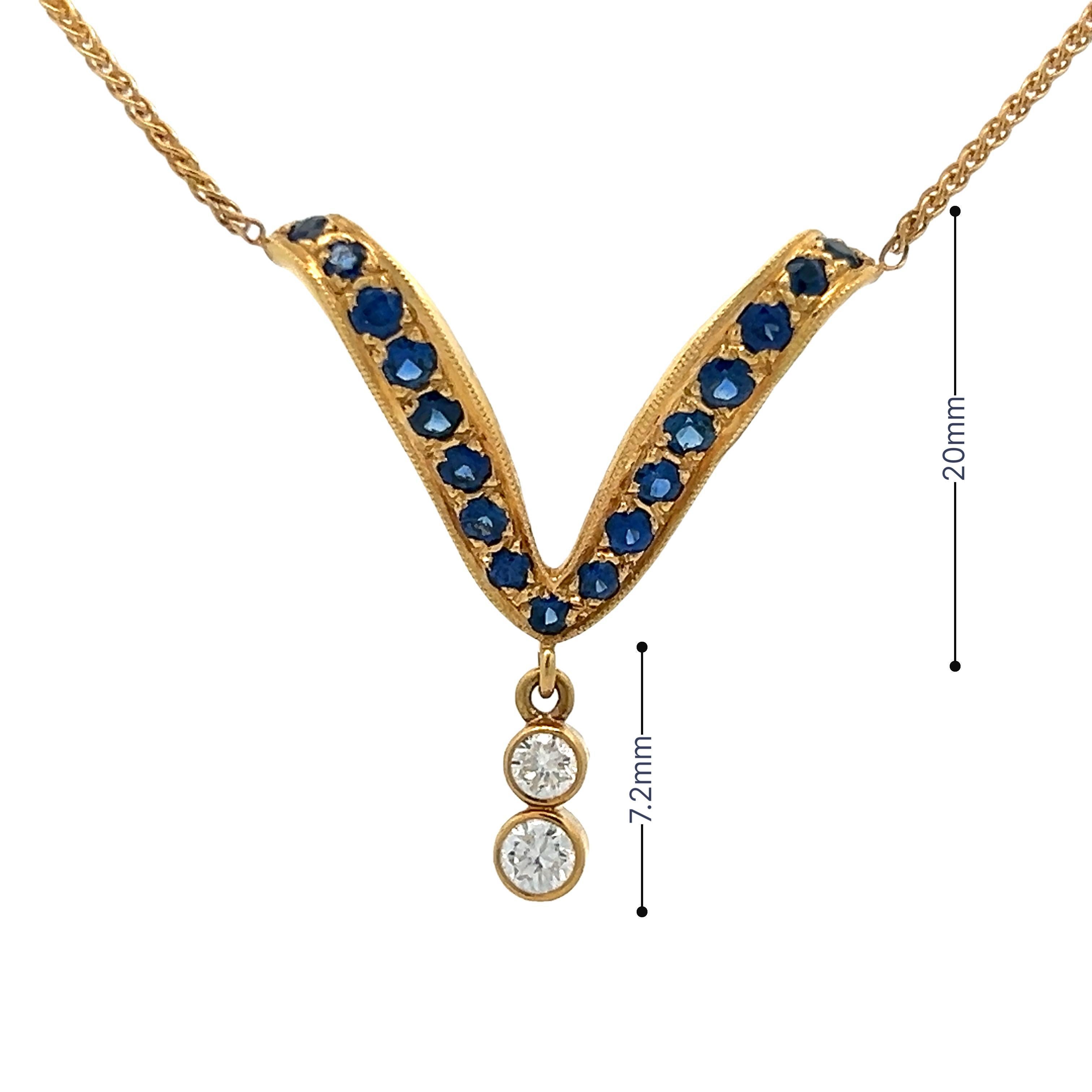 Collana a goccia con zaffiro e diamante in oro giallo 18k Contemporary V.I.I. in vendita 5