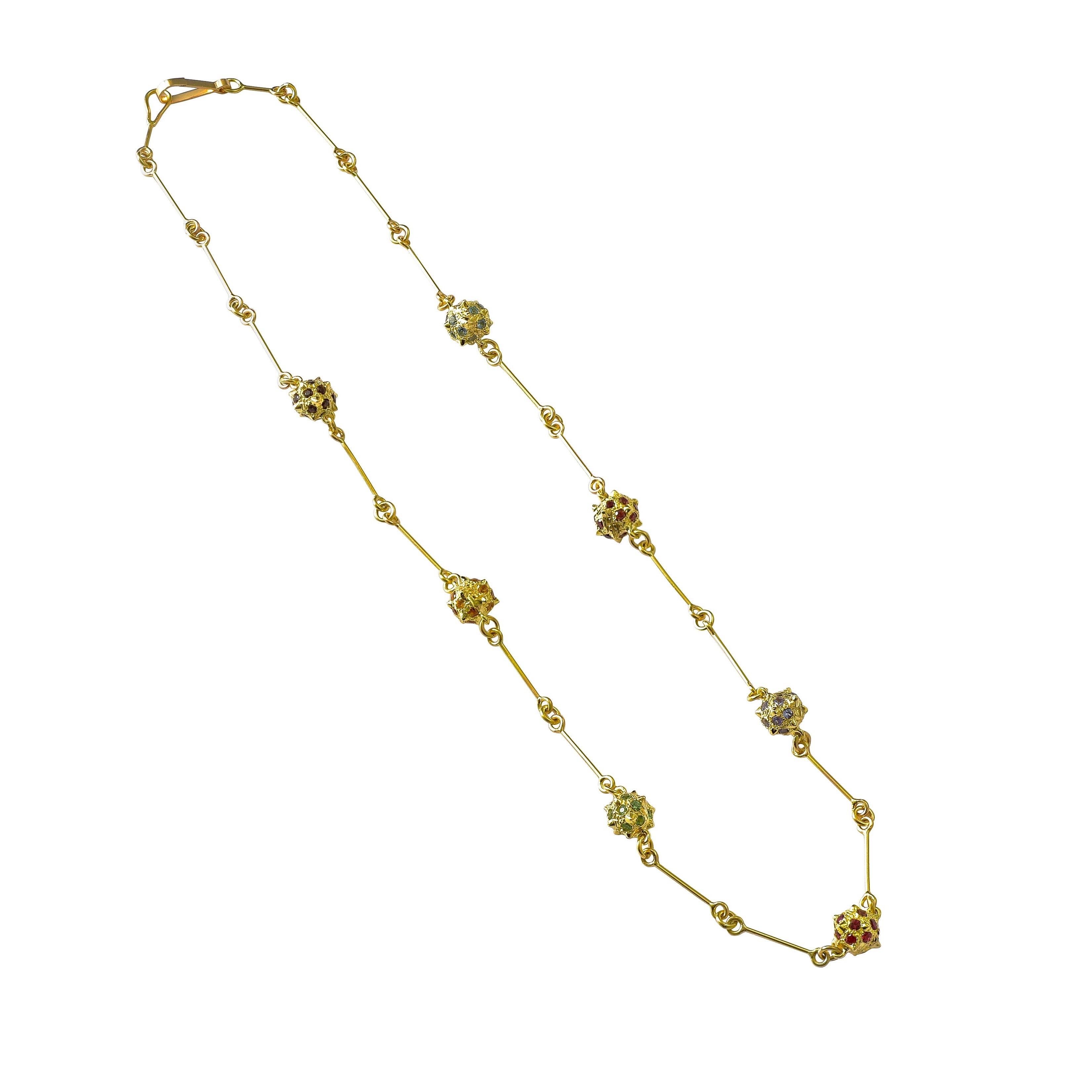 The ‘Baby Morning Star’, chain necklace is crafted in 18K yellow gold, hallmarked in Cyprus. This elegantly bold, statement chain, comes in a highly polished finish and features a discrete, traditional spring closure. It is meticulously hand crafted