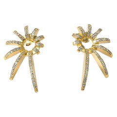 Boucles d'oreilles contemporaines Nautili en or jaune 18 carats et diamants blancs