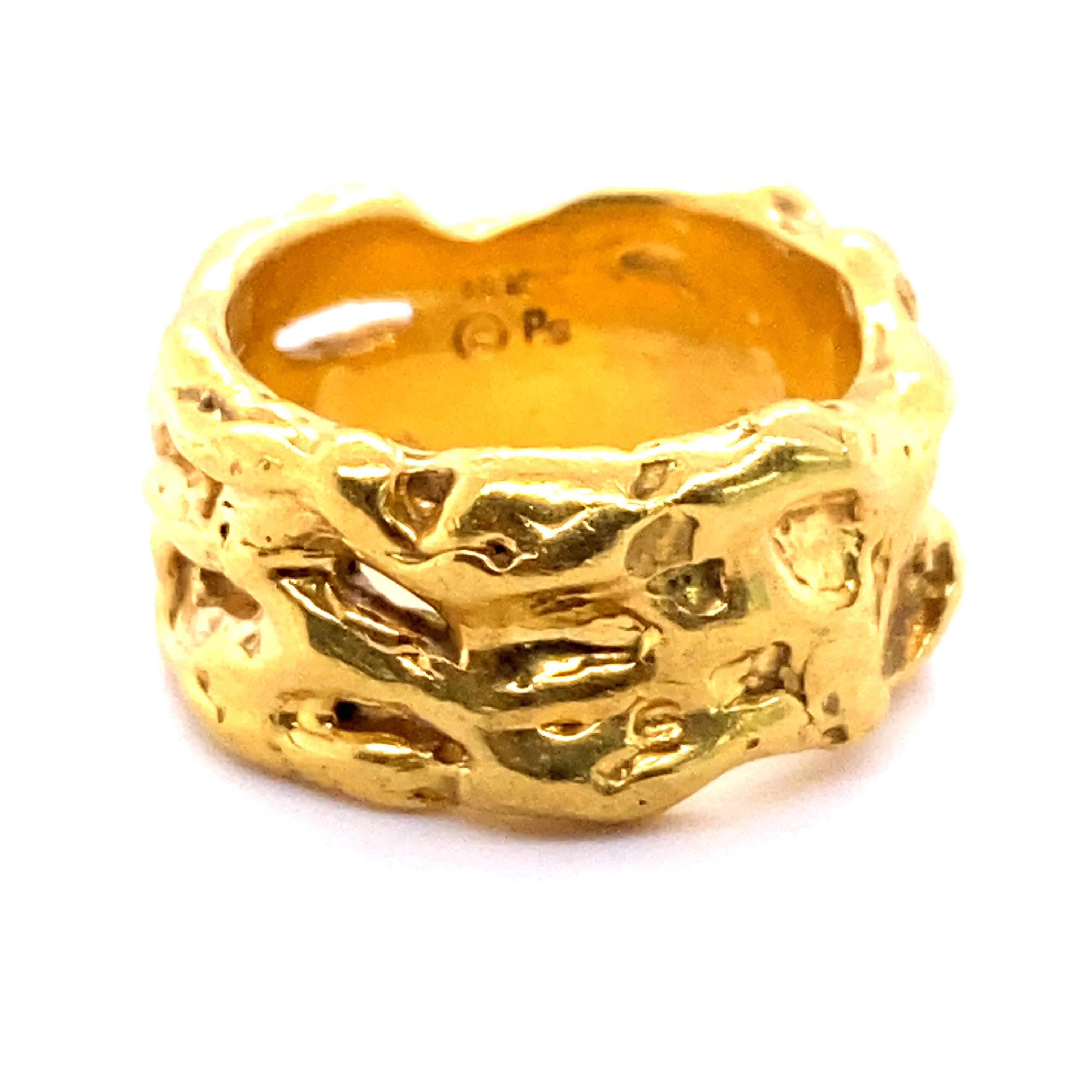 Contemporary 18K Yellow Solid Gold Men's or Women's Band, Wedding Band 6