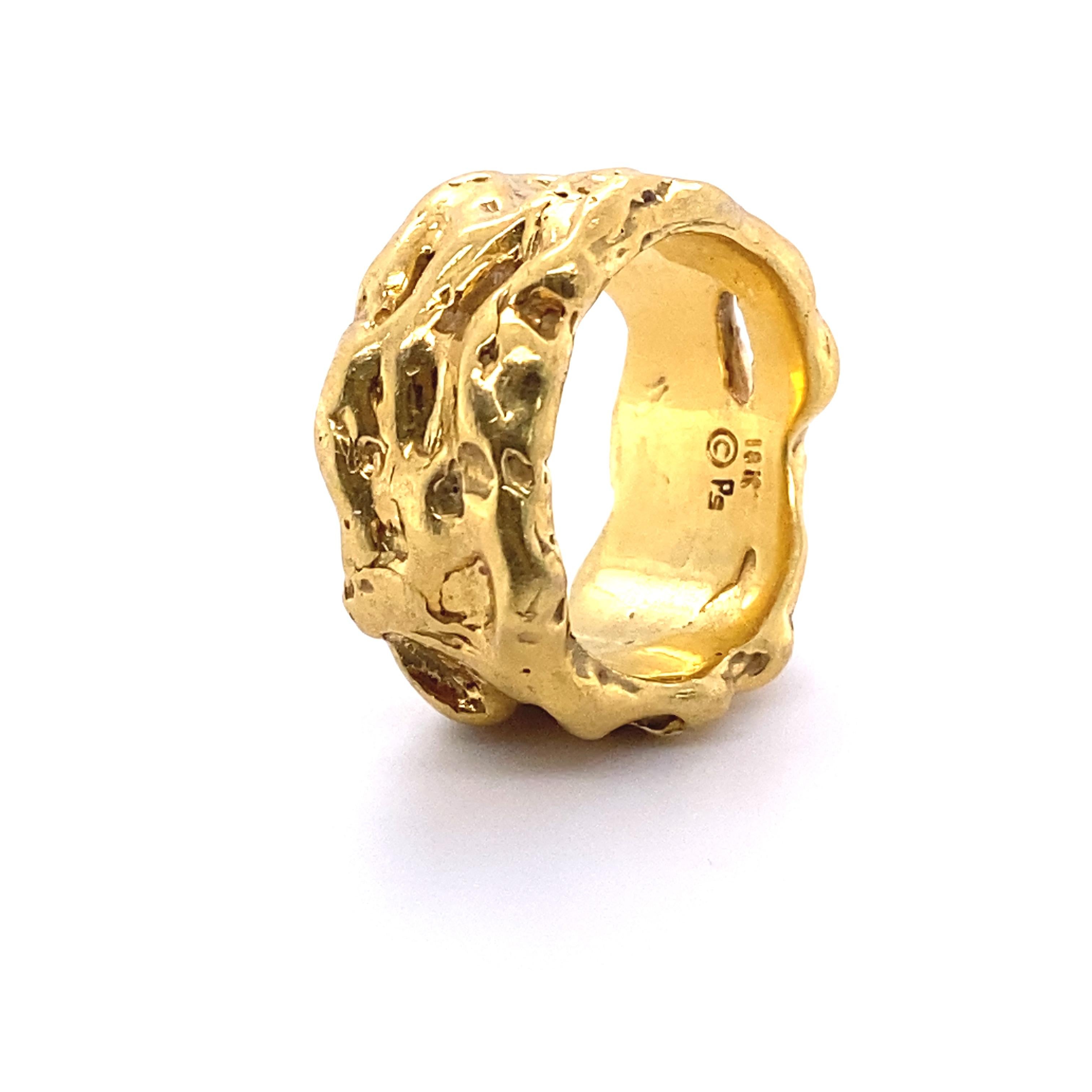 Alternative Abstract Contemporary 18K Yellow Solid Gold Men's Man’s Wedding Band 2