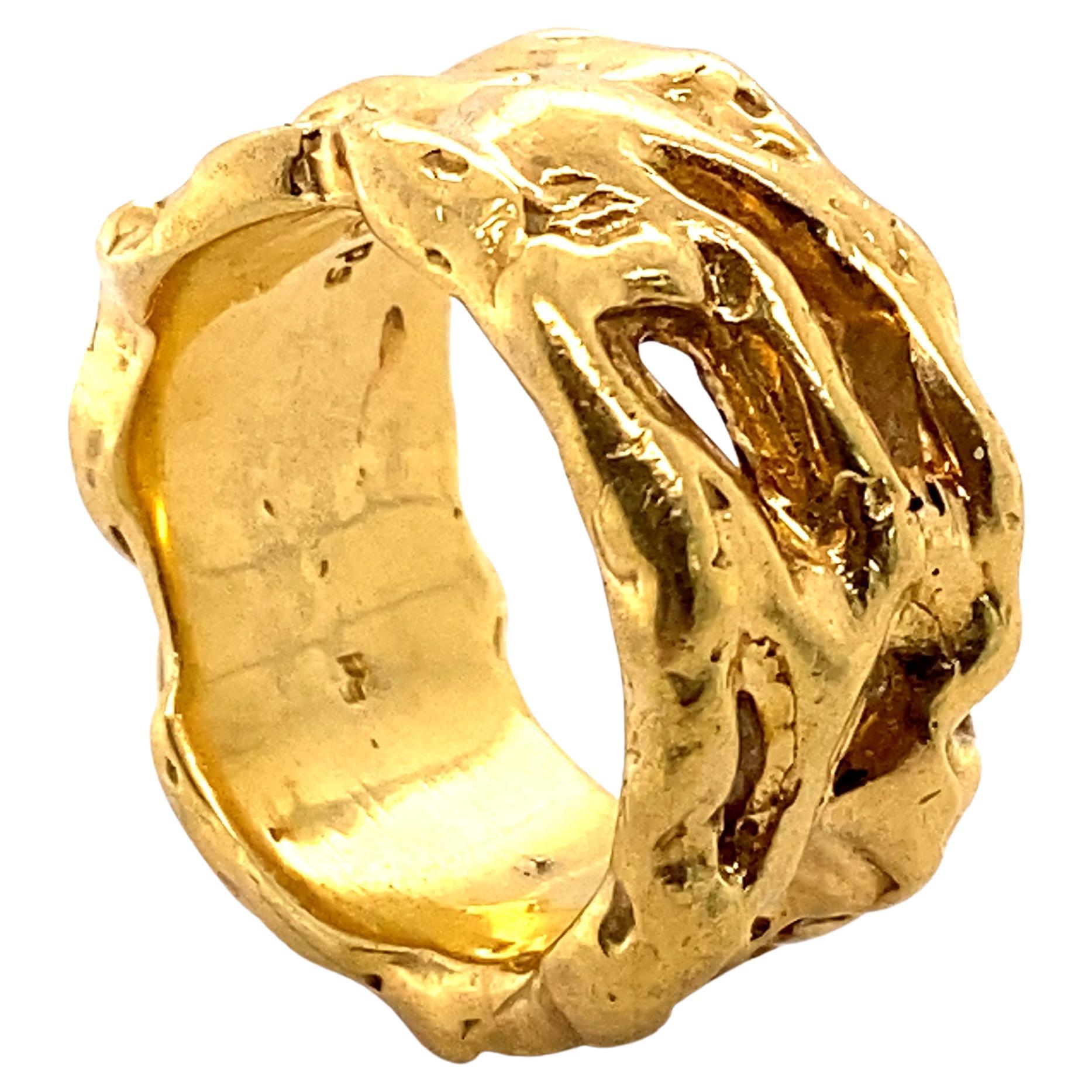 Contemporary 18K Yellow Solid Gold Men's or Women's Band, Wedding Band For Sale