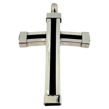 Contemporary 18 Karat White Gold and Rubber Cross For Sale