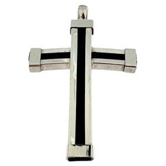 Contemporary 18 Karat White Gold and Rubber Cross