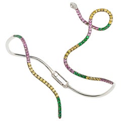 Contemporary 19.2 Karat White Gold "Serpent" Clamper Bracelet