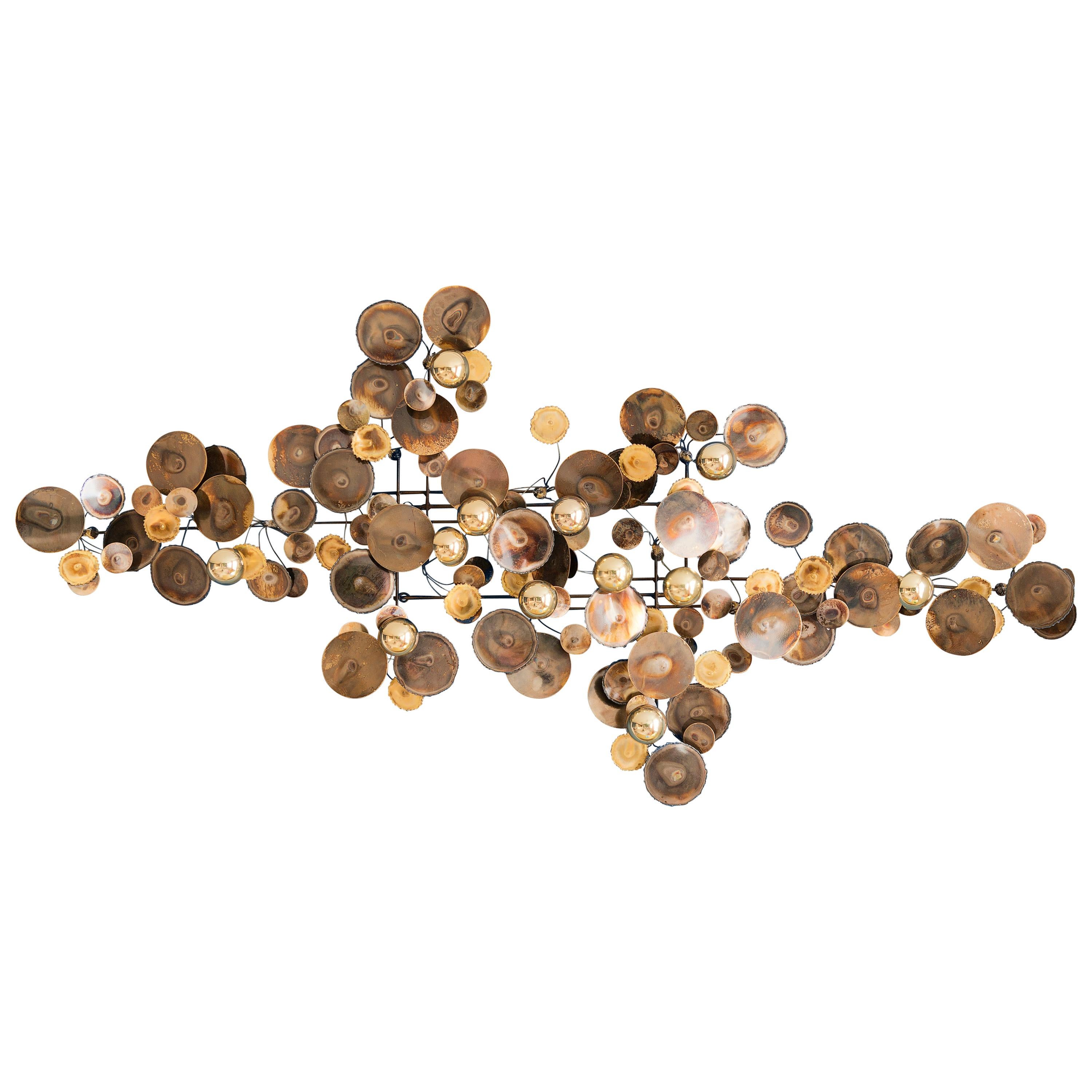 Contemporary Re-Edition Curtis Jere Raindrops Wall Sculpture in Brass