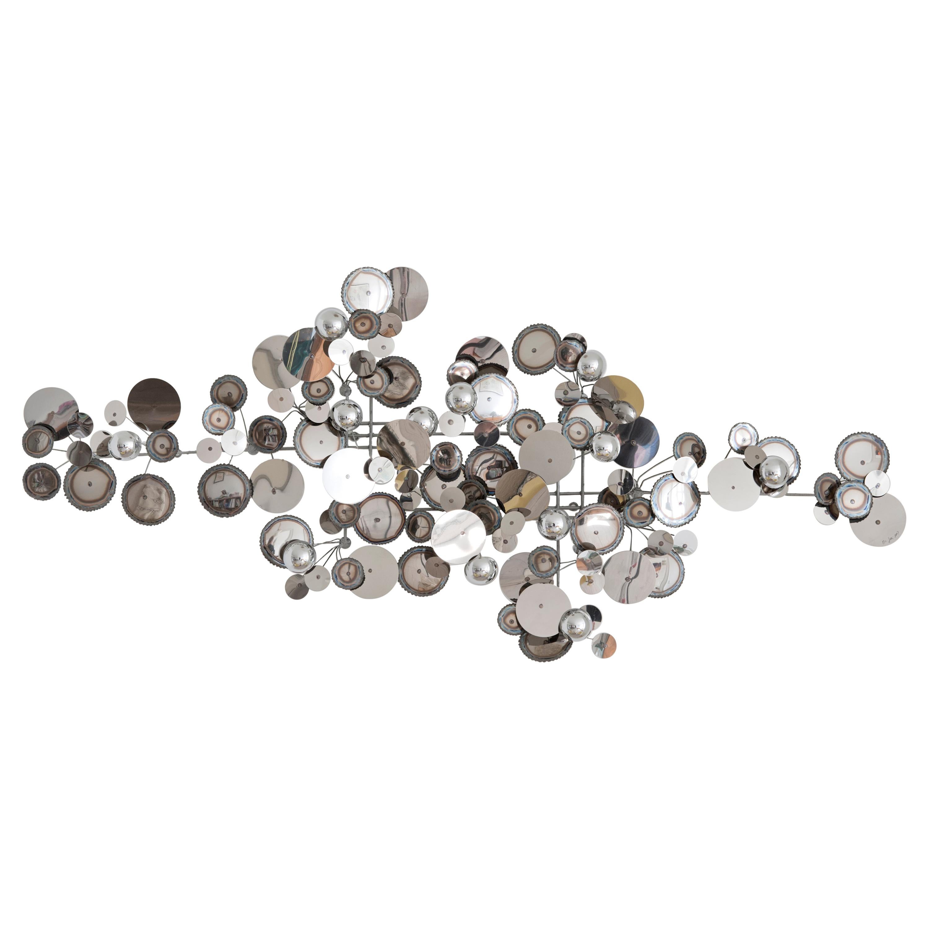 Contemporary Re-edition Curtis Jere Raindrops Wall Sculpture In Chrome
