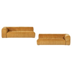 Contemporary 1970s Style Italian Arflex Strips Corduroy Sofas, Set of 2