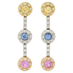 Contemporary 1.99 CTW Fancy Sapphire Diamond 18 Karat zweifarbiger Gold-Tropfen-Ohrring