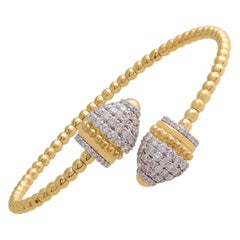 Bracelet croisé contemporain en or 14K avec diamants ronds de 1.9Ct