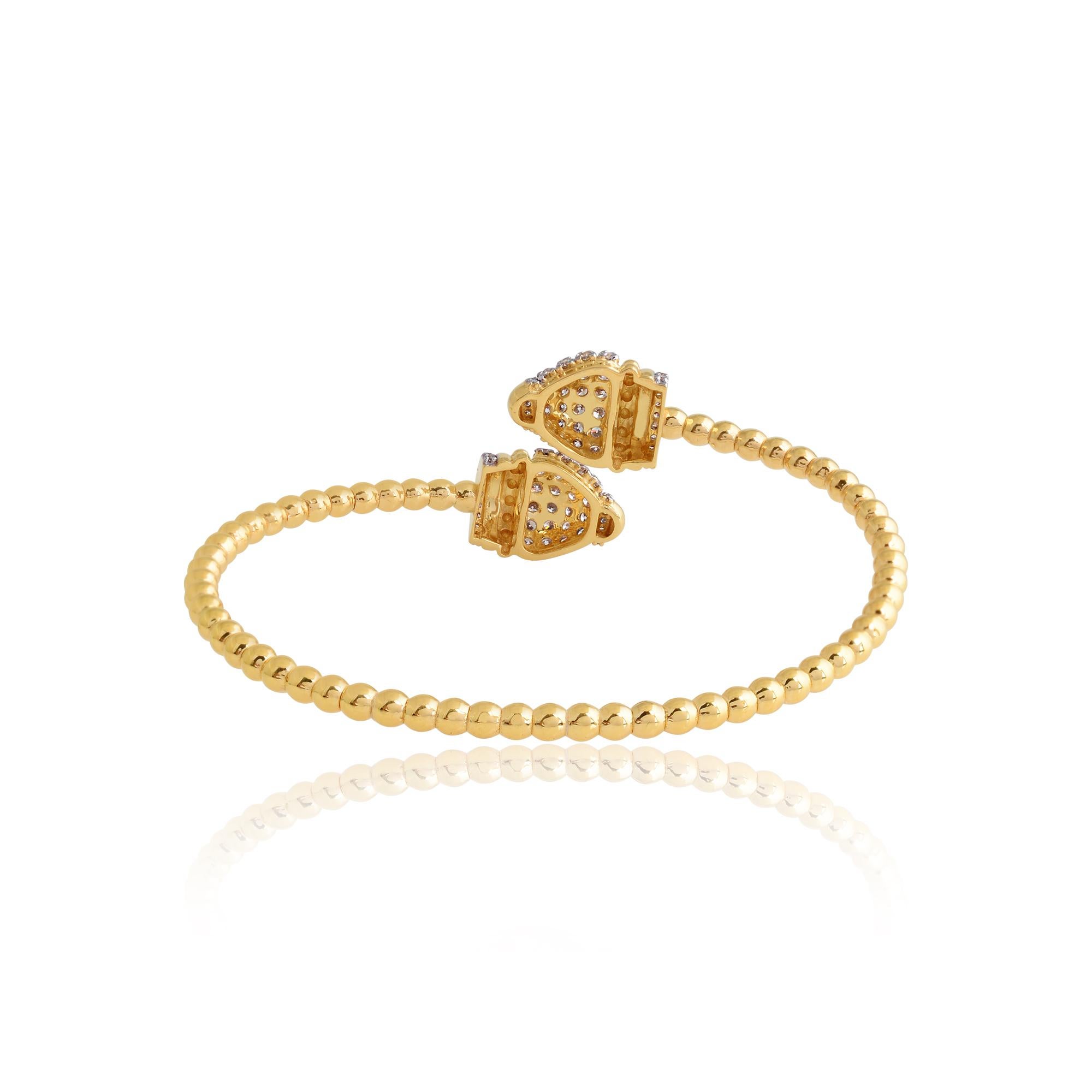 Bracelet croisé contemporain en or 18 carats avec diamants ronds de 1,9 ct Pour femmes en vente