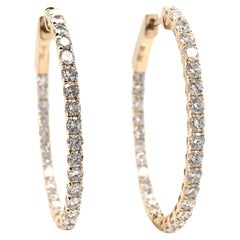 Boucles d'oreilles Contemporary 2 Carat DTW in and Out Diamond Hoop Ears