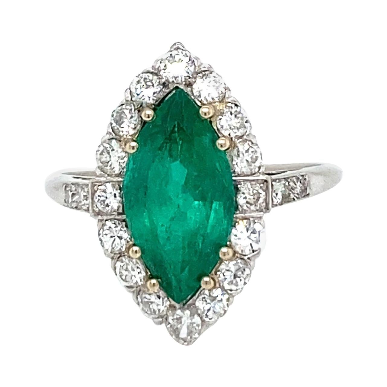 Contemporary 2 Carat Emerald Diamond Platinum Engagement Ring