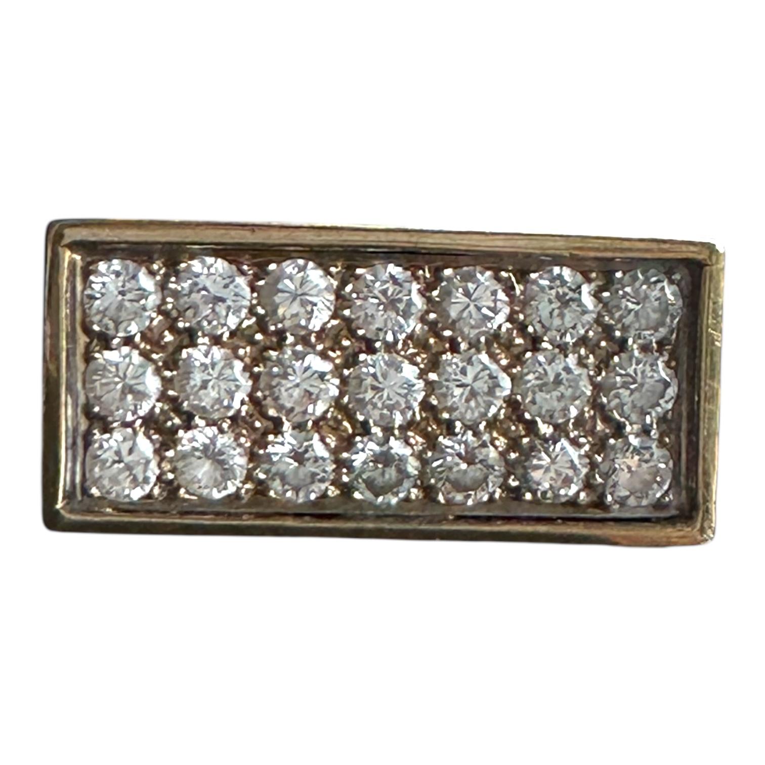 Anillo contemporáneo de oro amarillo con diamantes pavé de 2 quilates VS F/G 12x24mm en venta 8