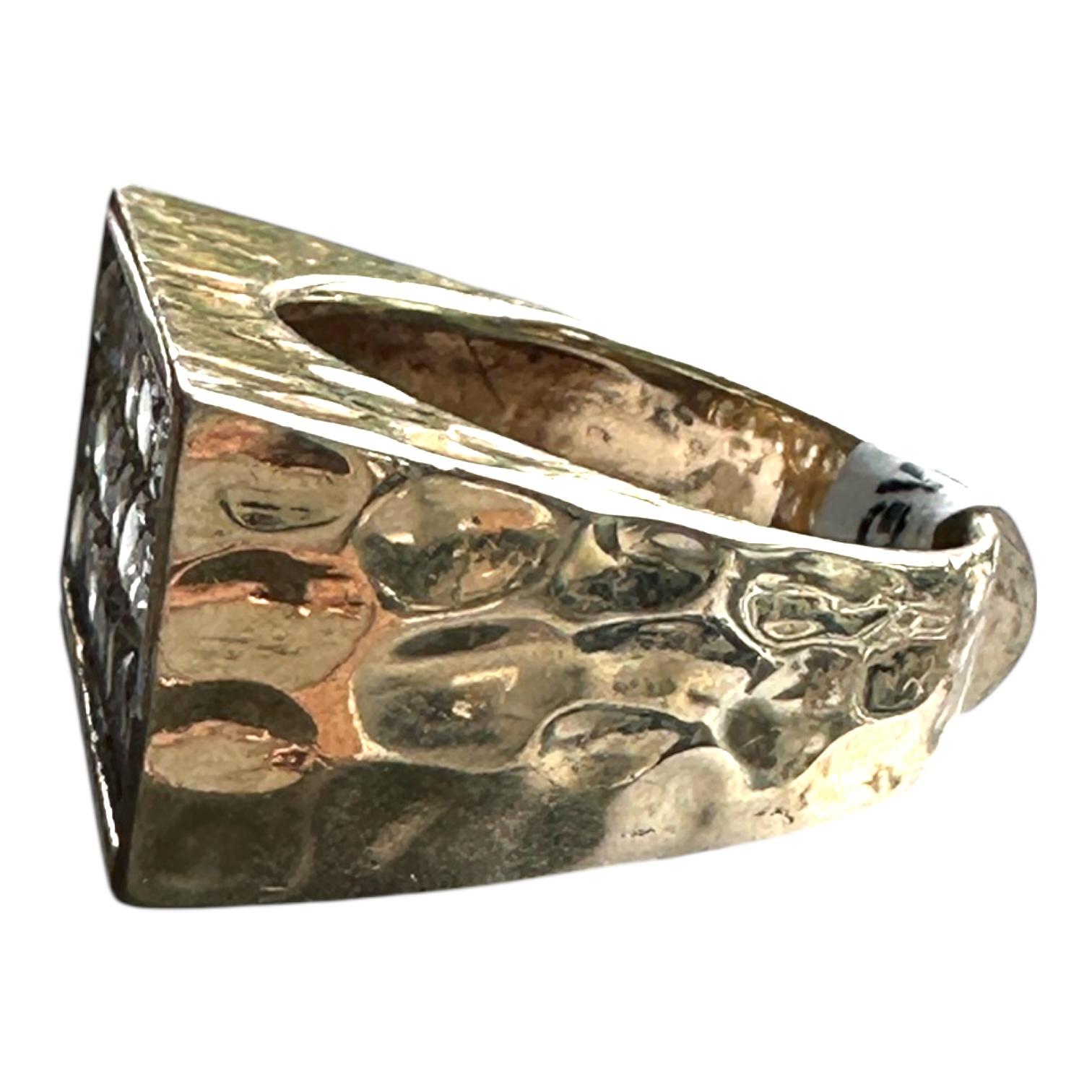 Anillo contemporáneo de oro amarillo con diamantes pavé de 2 quilates VS F/G 12x24mm en venta 9