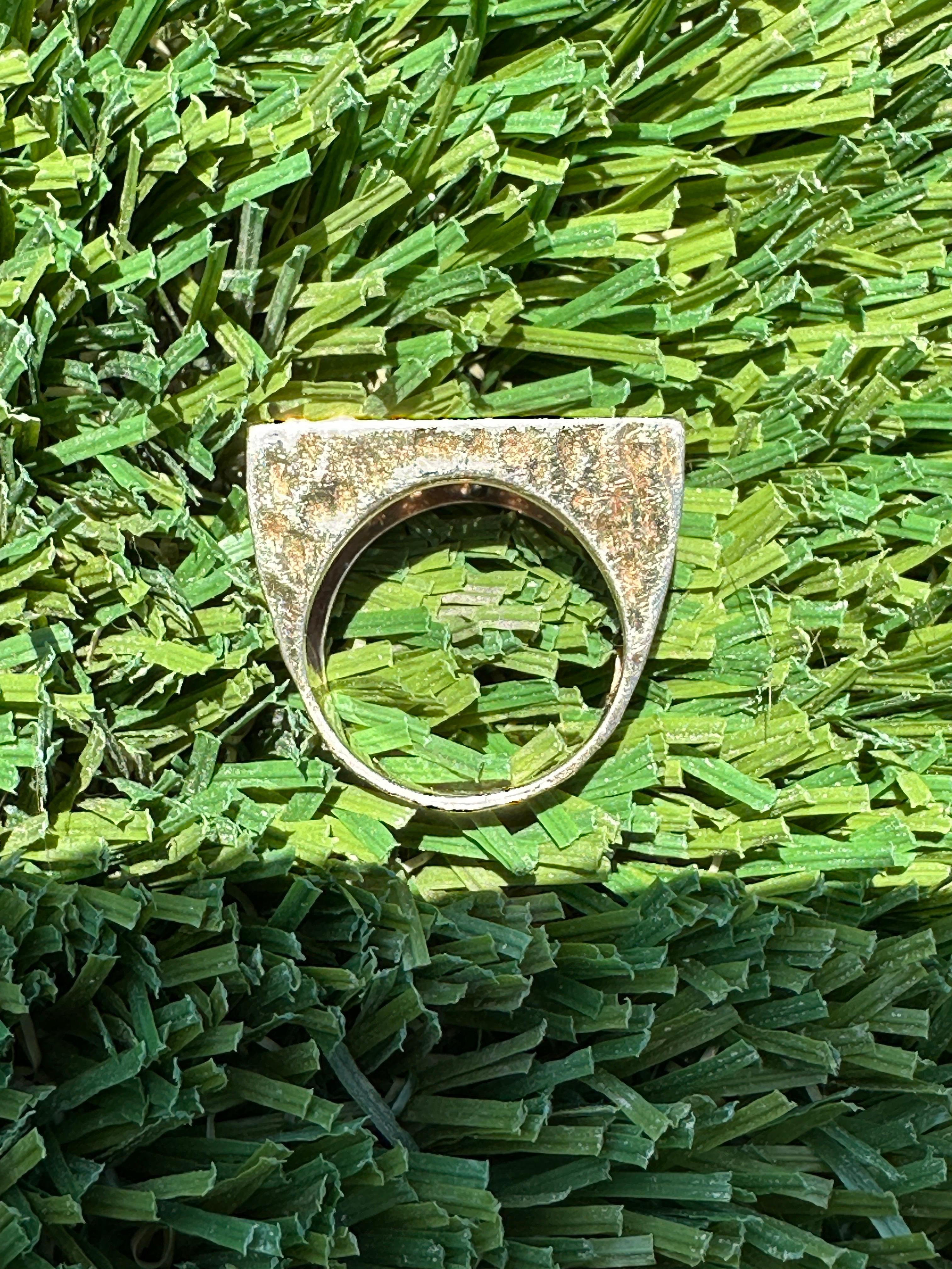 Anillo contemporáneo de oro amarillo con diamantes pavé de 2 quilates VS F/G 12x24mm en venta 5