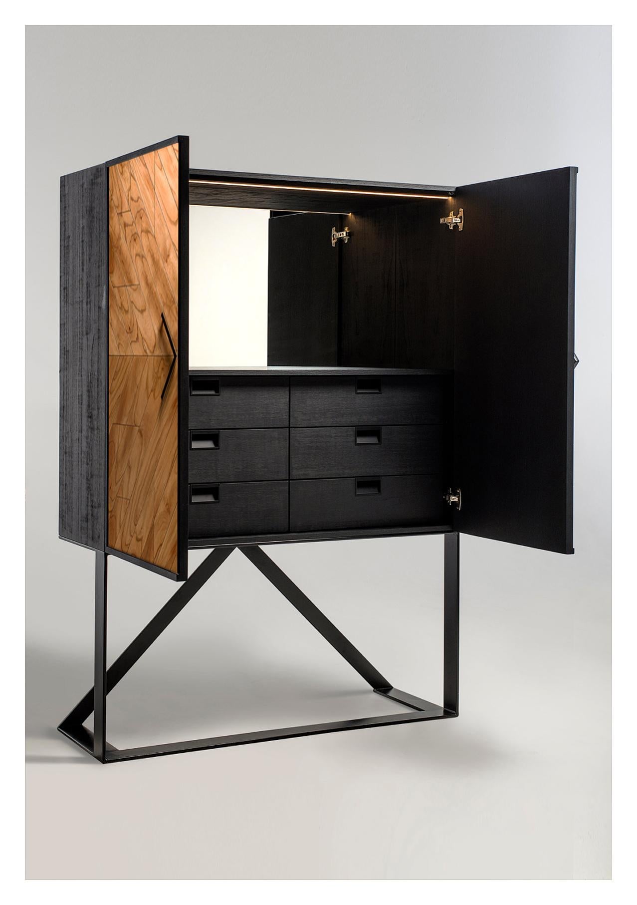 Brazilian Contemporary 2 Doors High Sideboard in Cinnamon by Larissa Batista For Sale