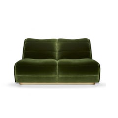 Contemporary 2 Seat Sofa Offered In Velvet & Metal Base