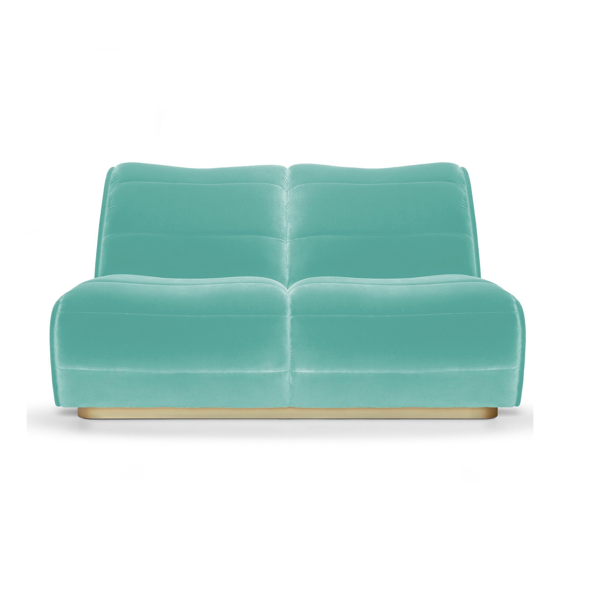 Contemporary 2 Seat Sofa Offered In Velvet & Metal Base In New Condition For Sale In New York, NY