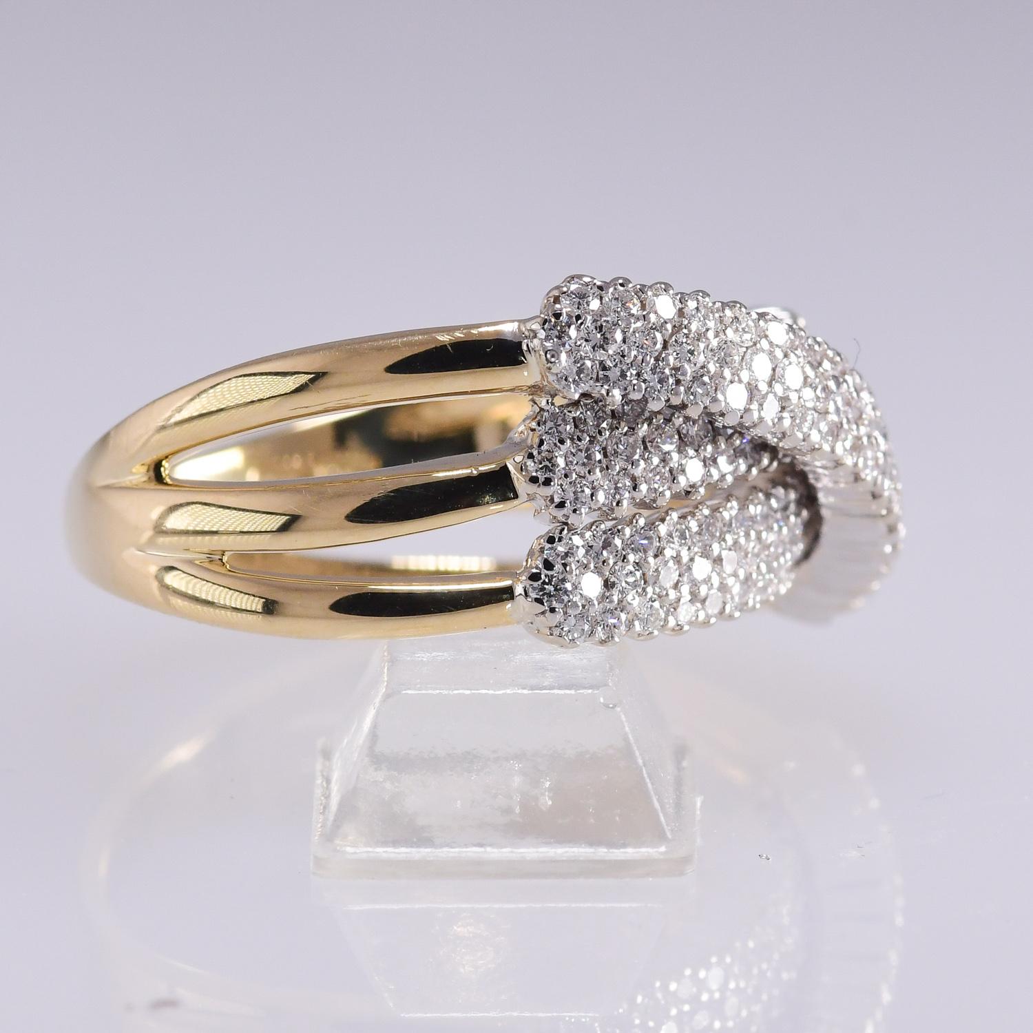Modern Contemporary 2.0 Carat Diamond Crossover Ring 18 Karat Gold 12.80 Grams
