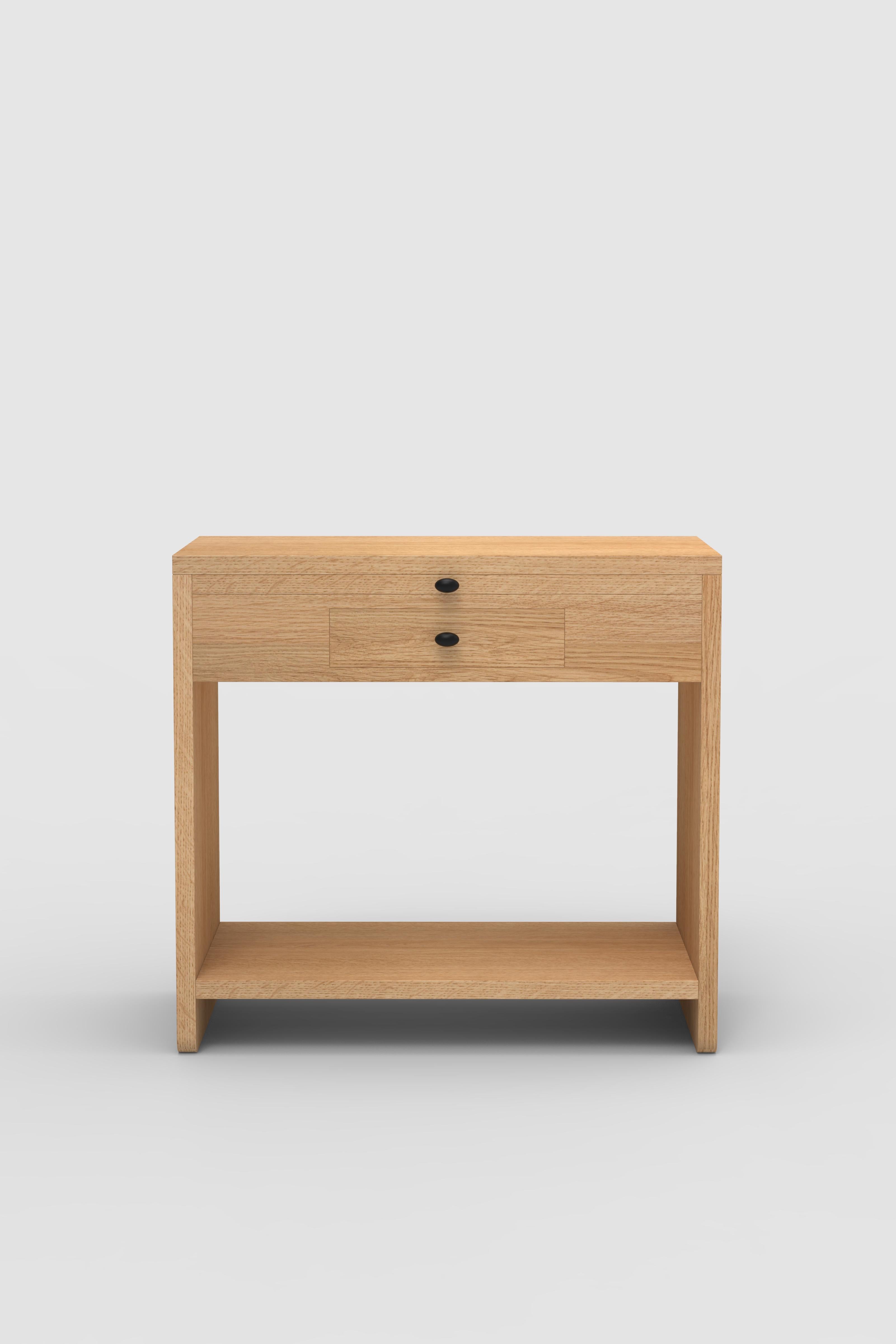 Contemporary Rossi Bedside 200 in Oak and White by Orphan Work In New Condition For Sale In Los Angeles, CA