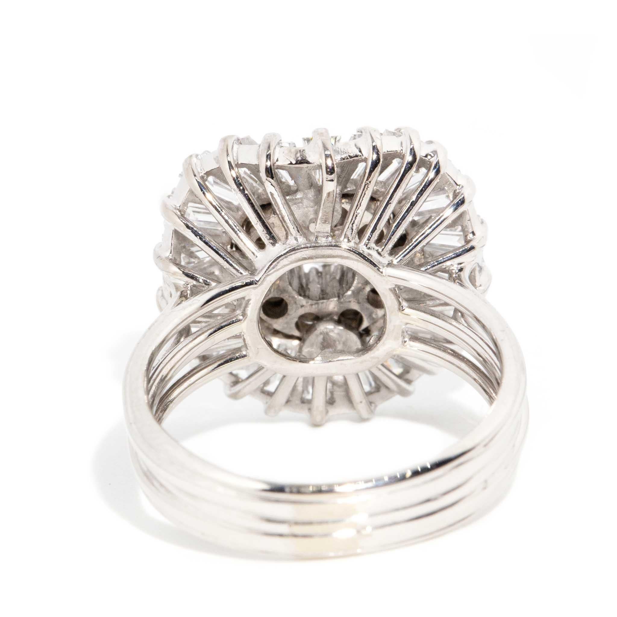 Bague ballerine contemporaine en or blanc 18 carats, 2,00 carats de diamants des années 1980 3