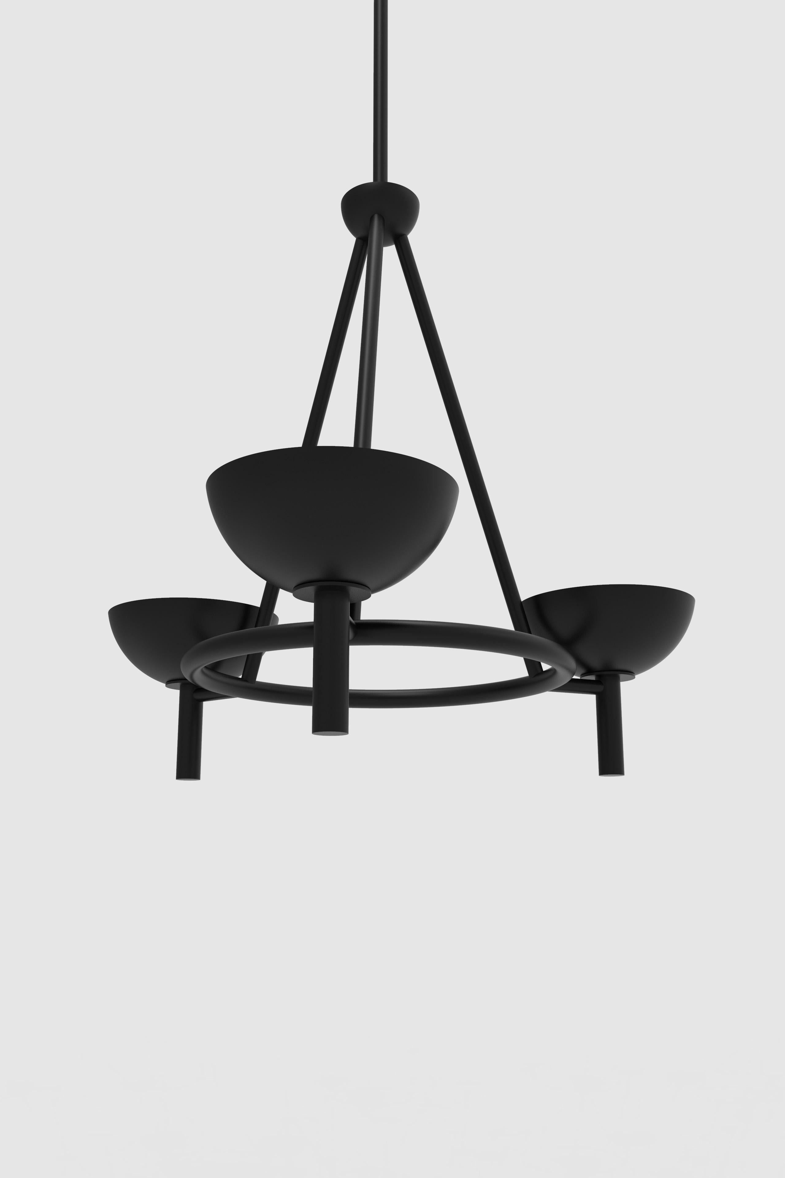 Orphan Work 200 Chandelier BLK
Shown in blackened brass
Available in brushed brass and blackened brass
Measures: 34” diameter x 24” height
Height to order
UL approved
Holds (3) 60W candelabra bulb
LED bulb recommended
Uplight with downlight by