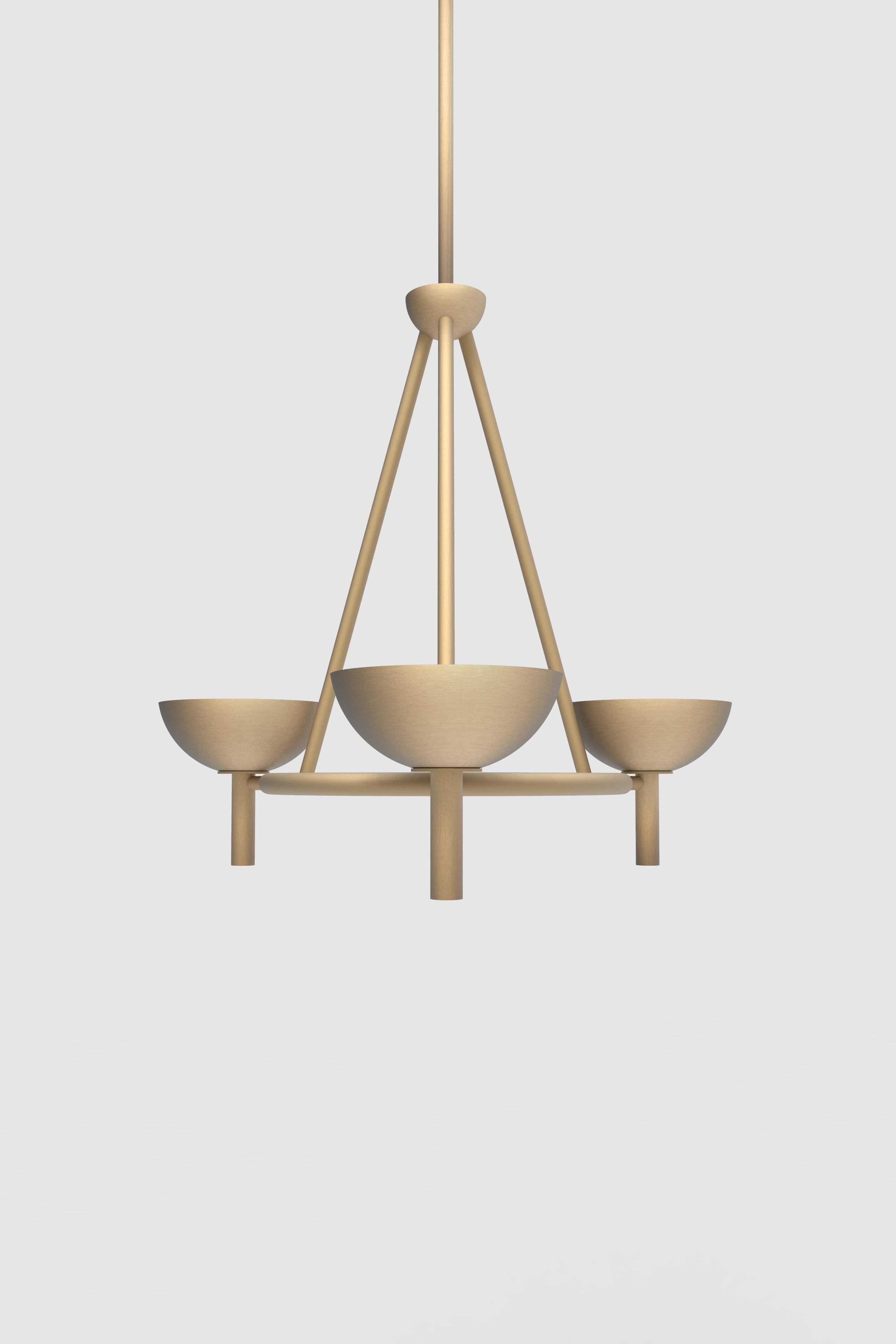Contemporary Prato Chandelier 200 in Brushed Brass by Orphan Work In New Condition For Sale In Los Angeles, CA