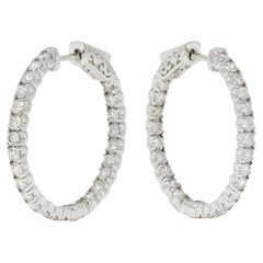 Contemporary 2.00 CTW Diamond 14 Karat White Gold Inside Outside Hoop Earring