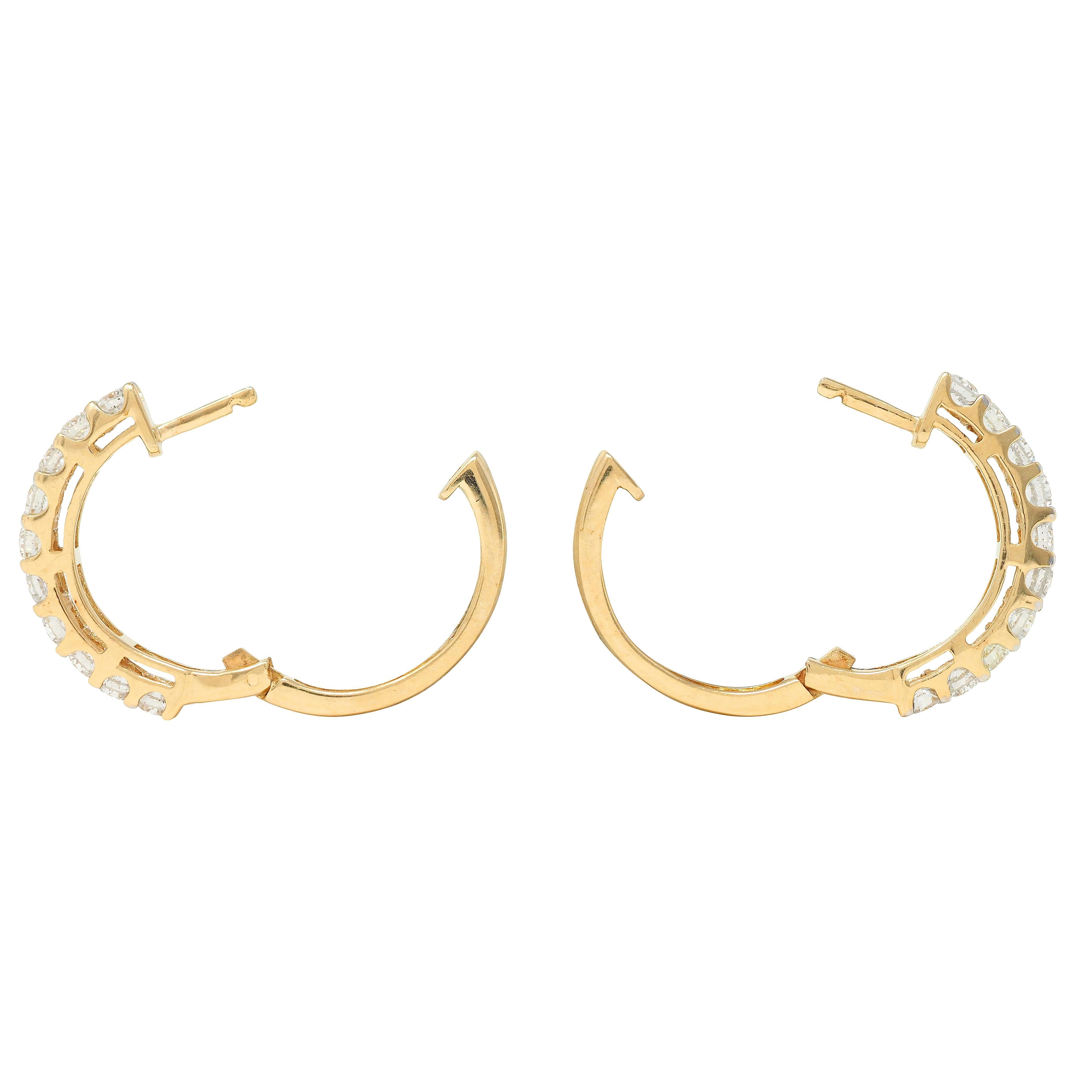 Boucles d'oreilles contemporaines en or jaune 14 carats avec 2,00 diamants CTW Excellent état - En vente à Philadelphia, PA