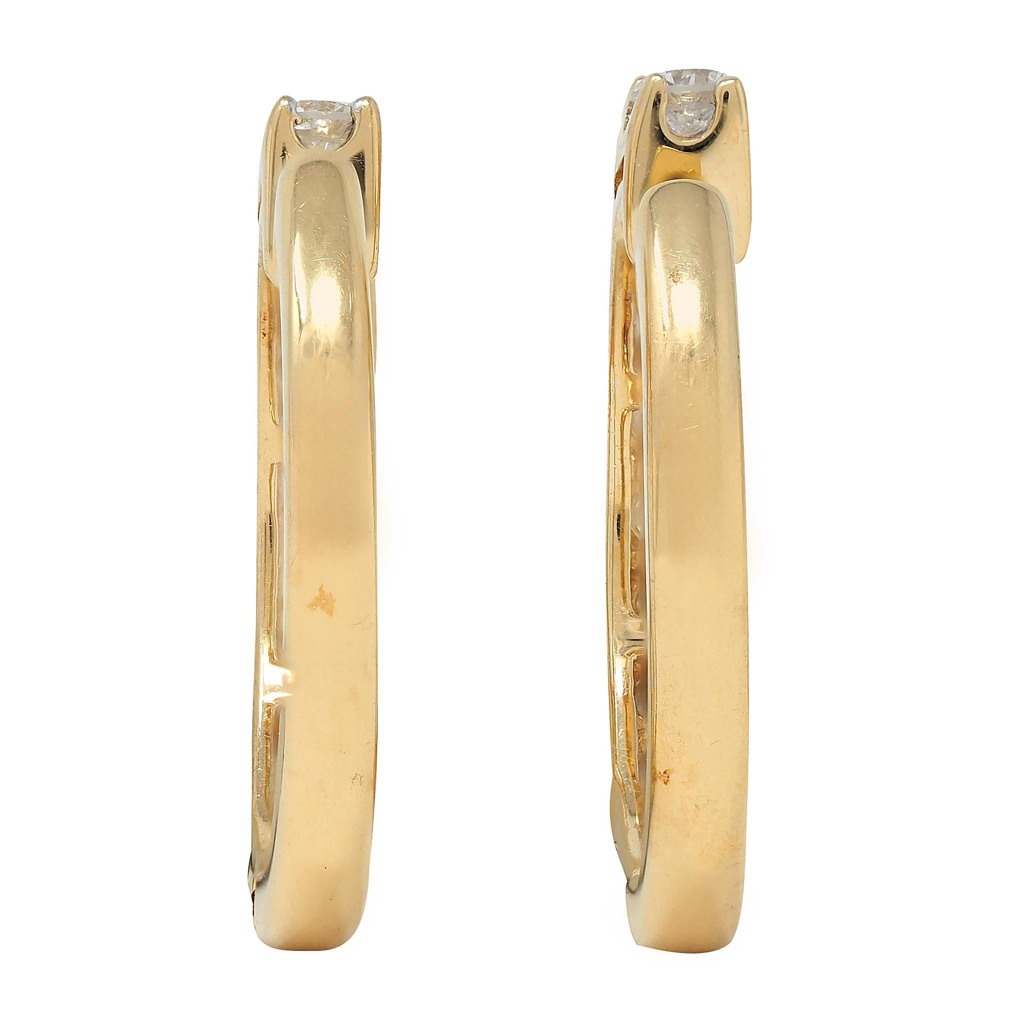 Boucles d'oreilles contemporaines en or jaune 14 carats avec 2,00 diamants CTW Unisexe en vente