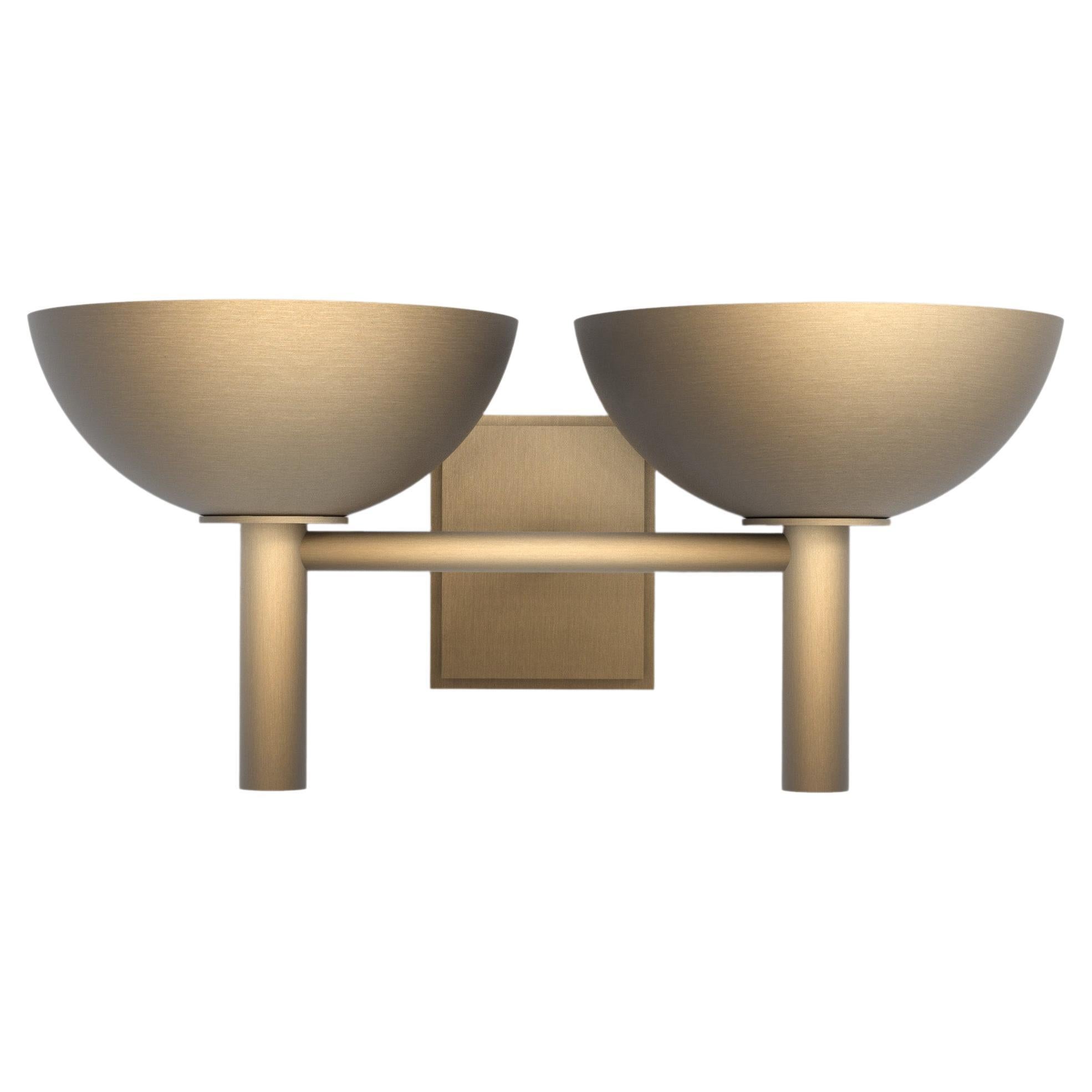 Contemporary Prato Double Sconce 200 in Brushed Brass by Orphan Work For Sale