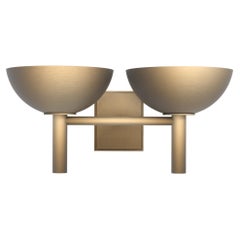 Contemporary Prato Double Sconce 200 in Brushed Brass by Orphan Work